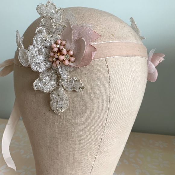 Floral handmade headband head sash tie bridal chic main image 6